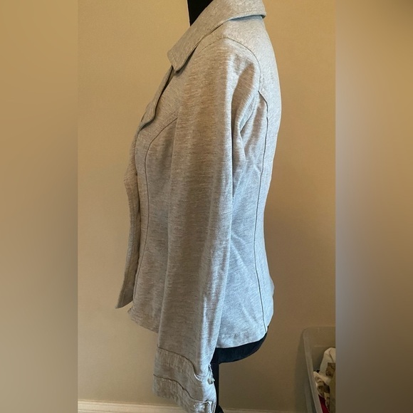 CAbi Sweatshirt Moto jacket with military details Sz S in heather grey - Picture 4 of 10